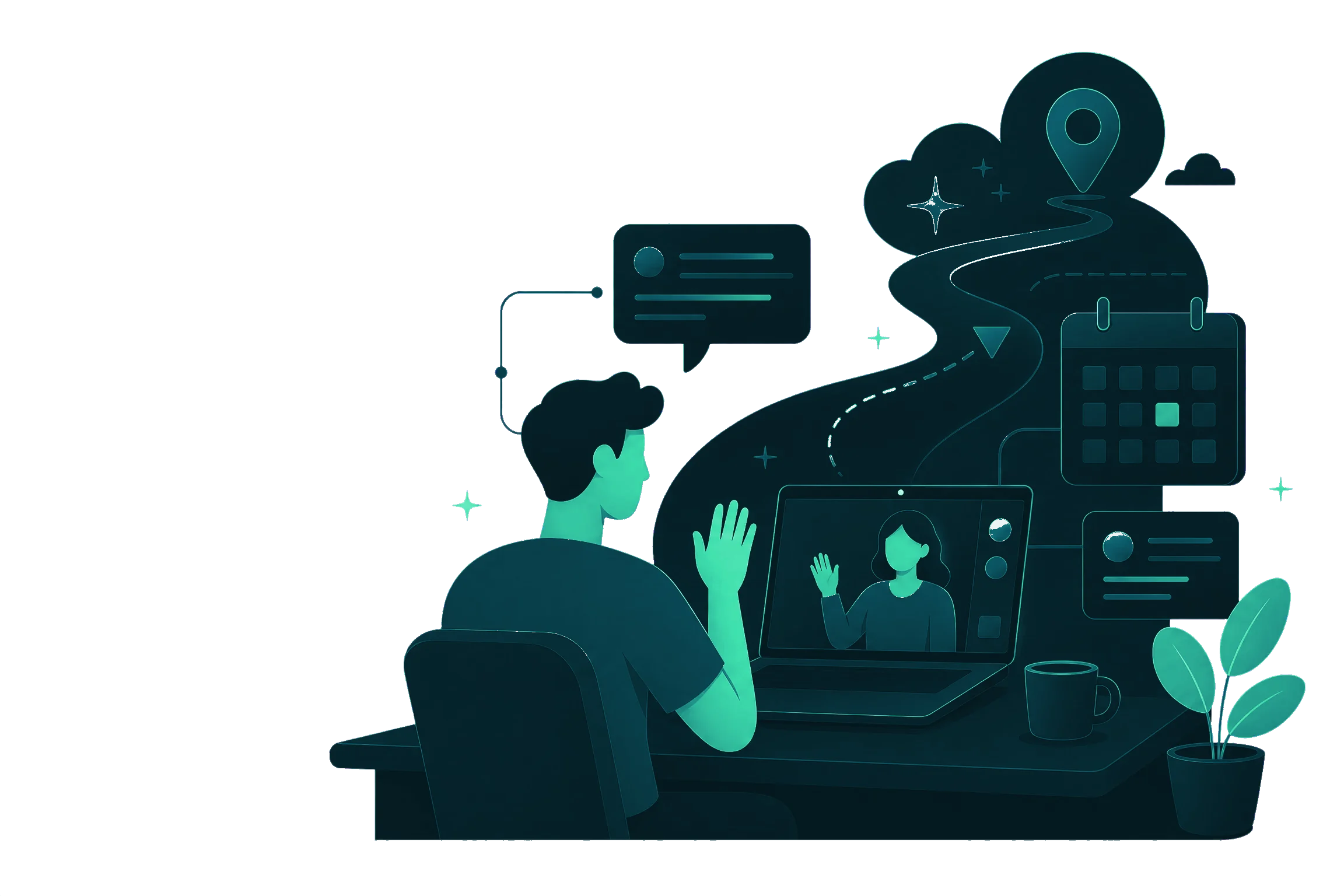 Illustration vectorielle d’un appel de découverte entre un studio de branding et son client