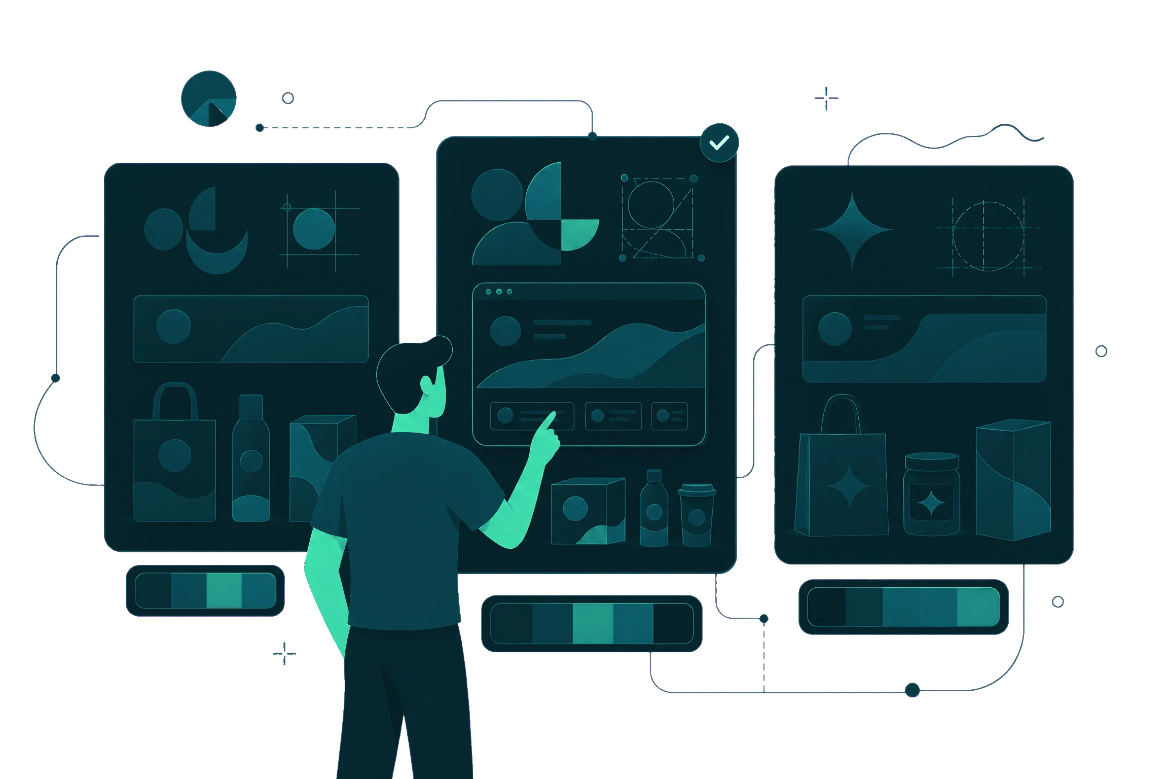 Illustration vectorielle d’une sélection de planches de réalisations de branding
